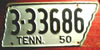 Tennessee 1950 License Plate