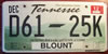 Tennessee Vacation Blount County License Plate