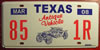 Texas Antique Vehicle License Plate