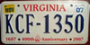 Virginia 400th Anniversary License Plate