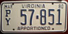 Virginia Apportioned License Plate