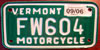 Vermont Motorcycle License Plate