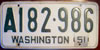Washington 1951 License Plate