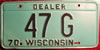 Wisconsin 1970 Dealer License Plate