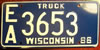 Wisconsin 1986 Truck License Plate