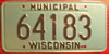 Wisconsin Municipal License Plate