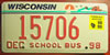 Wisconsin School Bus License Plate