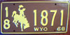 Wyoming 1968 License Plate