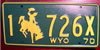 Wyoming 1970  License Plate